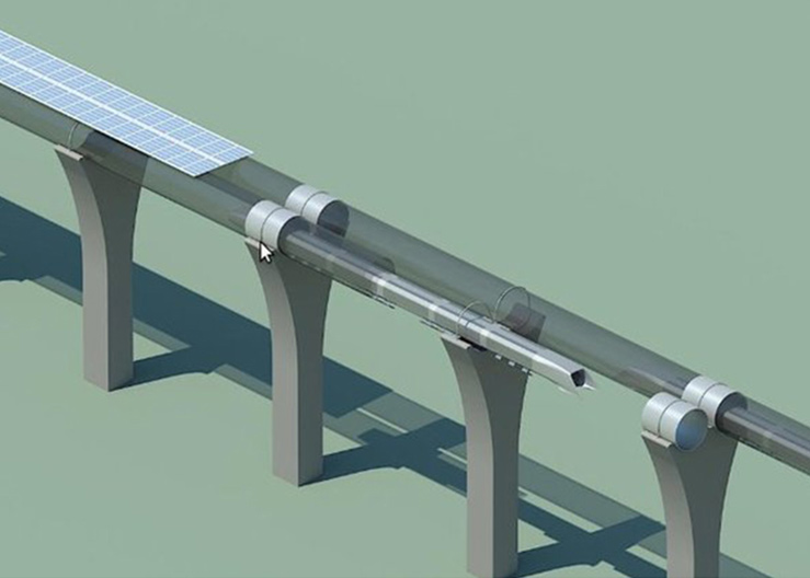 3D модель транспортной системы, разрабатываемой в рамках проекта Hyperloop (2000-е годы)