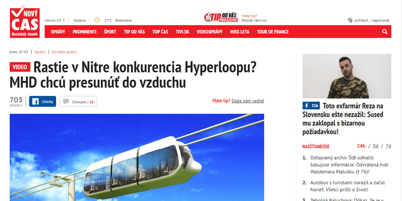 Словацкие СМИ о SkyWay: в городе Нитра появился конкурент Hyperloop
